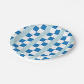 Wit Blau Geruit Papieren Bordje (Gekanteld)