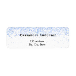 Wit blau glinsterende glamoureuze retouradres etiket