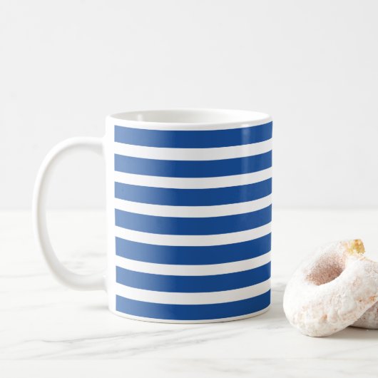 Wit Blau Strepen Cute Koffiemok (Met donut)
