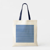 Wit Blau Strepen Strand Tote Bag (Achterkant)