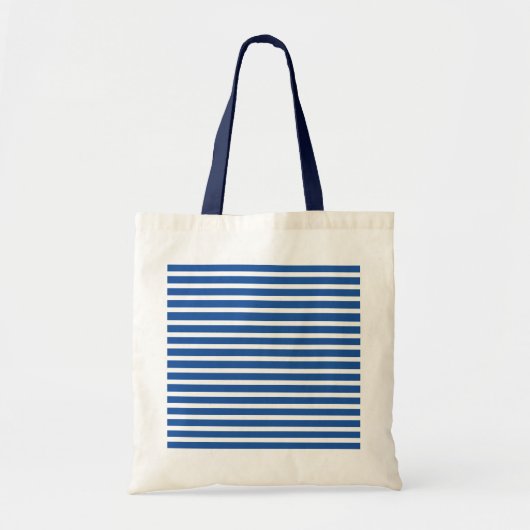 Wit Blau Strepen Strand Tote Bag (Voorkant)