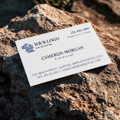 Wit Blauw Basic Professional Toevoegen Logo Visitekaartje