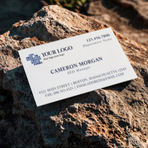 Wit Blauw Basic Professional Toevoegen Logo Visitekaartje