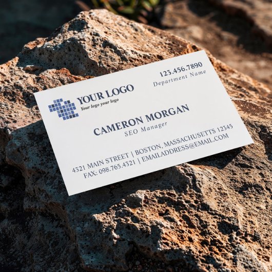 Wit Blauw Basic Professional Toevoegen Logo Visitekaartje