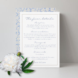 Wit Blauw Bloemen Bruiloft Detail Behuizing Kaart