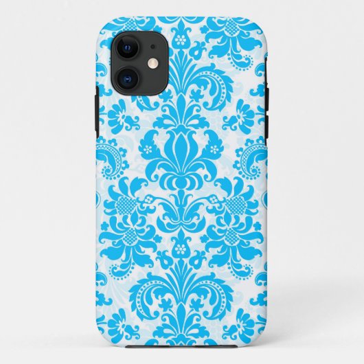 Wit & Blauw Bloemen Damasks Patroon Case-Mate iPhone Case (Achterkant)
