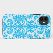Wit & Blauw Bloemen Damasks Patroon Case-Mate iPhone Case (Achterkant (horizontaal))