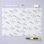 Wit Blauw Bloemen Eucalyptus Tissuepapier (Craft)