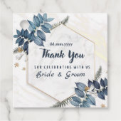 Wit Blauw Bloemen Lijst Dank u bruiloft Bedankjes Labels (Voorkant)