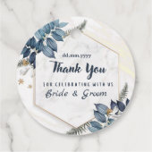 Wit Blauw Bloemen Lijst Dank u bruiloft Bedankjes Labels (Achterkant)