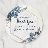 Wit Blauw Bloemen Lijst Dank u bruiloft Bedankjes Labels (Voorkant)