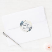 Wit Blauw Bloemen Lijst Dank u bruiloft gunsten Ronde Sticker (Envelop)