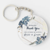 Wit Blauw Bloemen Lijst Dank u bruiloft gunsten Sleutelhanger (Voorkant)
