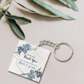 Wit Blauw Bloemen Lijst Dank u bruiloft gunsten Sleutelhanger