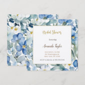 Wit Blauw Bloemen Minimale Vrijgezellenfeest Kaart (Voorkant / Achterkant)