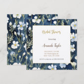 Wit Blauw Bloemen Minimale Vrijgezellenfeest Kaart (Voorkant / Achterkant)