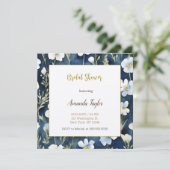 Wit Blauw Bloemen Minimale Vrijgezellenfeest Kaart (Staand voorkant)