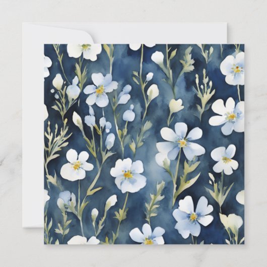Wit Blauw Bloemen Minimale Vrijgezellenfeest Kaart (Achterkant)