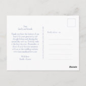 Wit | Blauw Bloemmonogram Dank u Briefkaart (Achterkant)