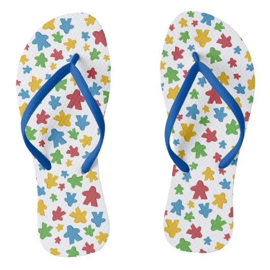 Wit-blauw bordspel teenslippers (Voetbed)