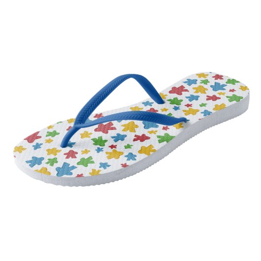 Wit-blauw bordspel teenslippers (Schuin)