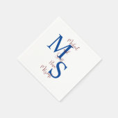 Wit Blauw Bourgogne Bar Mitzvah Naam Monogram Servet (Hoek)