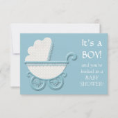 Wit Blauw Buggy Baby Boy Douche Kaart (Voorkant)