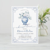 Wit Blauw Chinoiserie Ginger Jar repetitie diner Kaart (Staand voorkant)