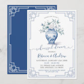 Wit Blauw Chinoiserie Ginger Jar repetitie diner Kaart (Voorkant / Achterkant)