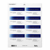 Wit Blauw Contemporary Professioneel Etiket (Full Sheet)