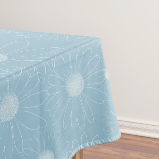 Wit Blauw Daisy Bloemen Tafelkleed (Voorbeeld)