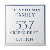 Wit & Blauw Datum Vastgestelde Adres Huis Plaque Tegeltje (Voorkant)