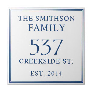 Wit & Blauw Datum Vastgestelde Adres Huis Plaque Tegeltje