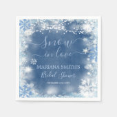 Wit Blauw Dusty Snowflake Vrijgezellenfeest Papier Servet (Voorkant)
