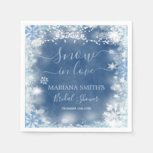 Wit Blauw Dusty Snowflake Vrijgezellenfeest Papier Servet
