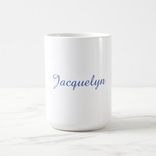 Wit Blauw Eenvoudig Elegant Modern Kalligrafie Naa Koffiemok (Center)