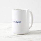 Wit Blauw Eenvoudig Elegant Modern Kalligrafie Naa Koffiemok (Voorkant rechts)