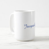 Wit Blauw Eenvoudig Elegant Modern Kalligrafie Naa Koffiemok (Voorkant links)