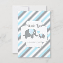 Wit, blauw en grijs, lephane - Dank u Bedankkaart