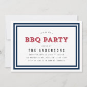 Wit Blauw en Rood Gingham BBQ Party Kaart (Voorkant)