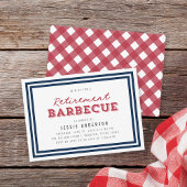 Wit Blauw en Rood Gingham Pensioen Barbecue Kaart