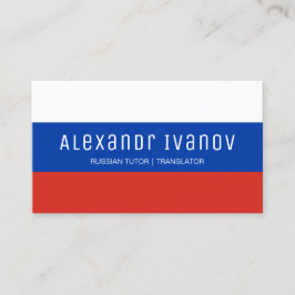 Wit Blauw en Rood Russisch Taal Tutor Visitekaartje