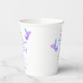 Wit, Blauw en Violet Floral Wedding Papieren Bekers (Links)