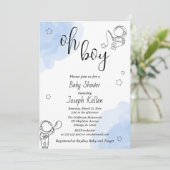 Wit Blauw en Zwart Schattige Baby shower Kaart (Staand voorkant)