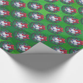 Wit, blauw feestelijk Voetbal op groen Cadeaupapier (Hoek)