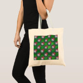 Wit, blauw feestelijk Voetbal op groen Tote Bag (Voorkant (product))