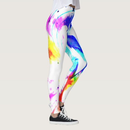 Wit Blauw Geel Groen Splash LHBT-Kleuren Leggings (Rechts)