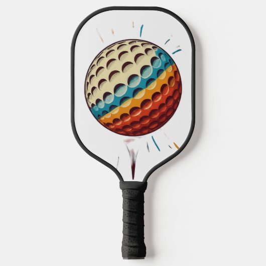 Wit blauw geel ontworpen pickleball paddle (Voorkant)