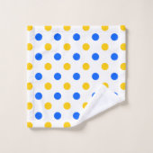Wit Blauw Geel Stippen Design  Bad Handdoek (Wasdoekje)