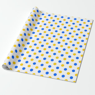 Wit Blauw Geel Stippen Design Cadeaupapier